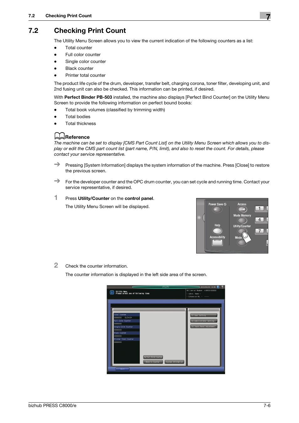 2 checking print count, Checking print count -6 | Konica Minolta bizhub PRESS C8000e User Manual | Page 274 / 706