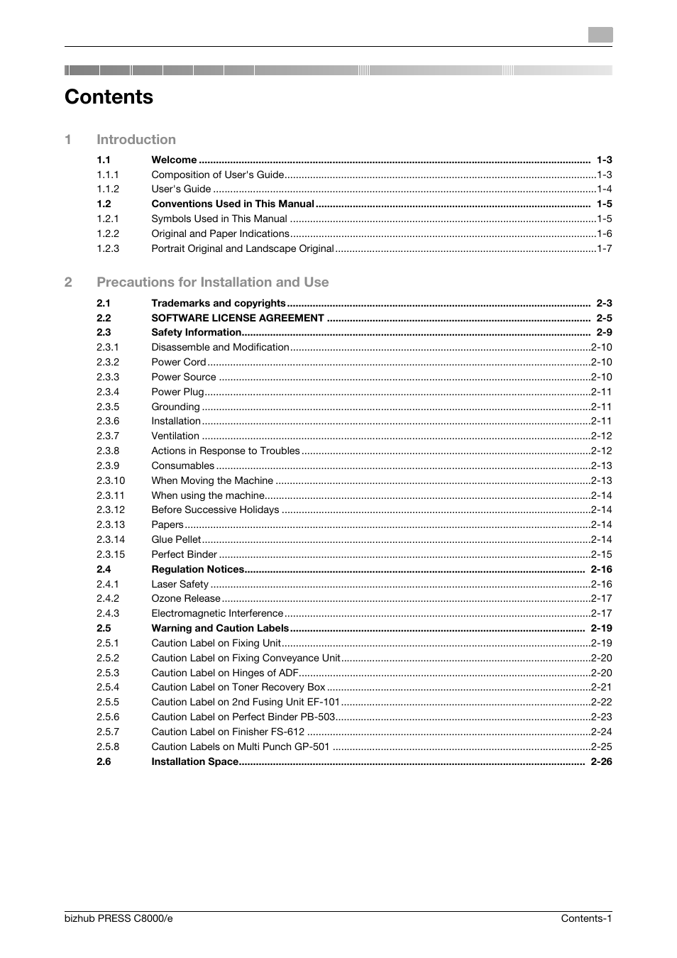 Konica Minolta bizhub PRESS C8000e User Manual | Page 3 / 706