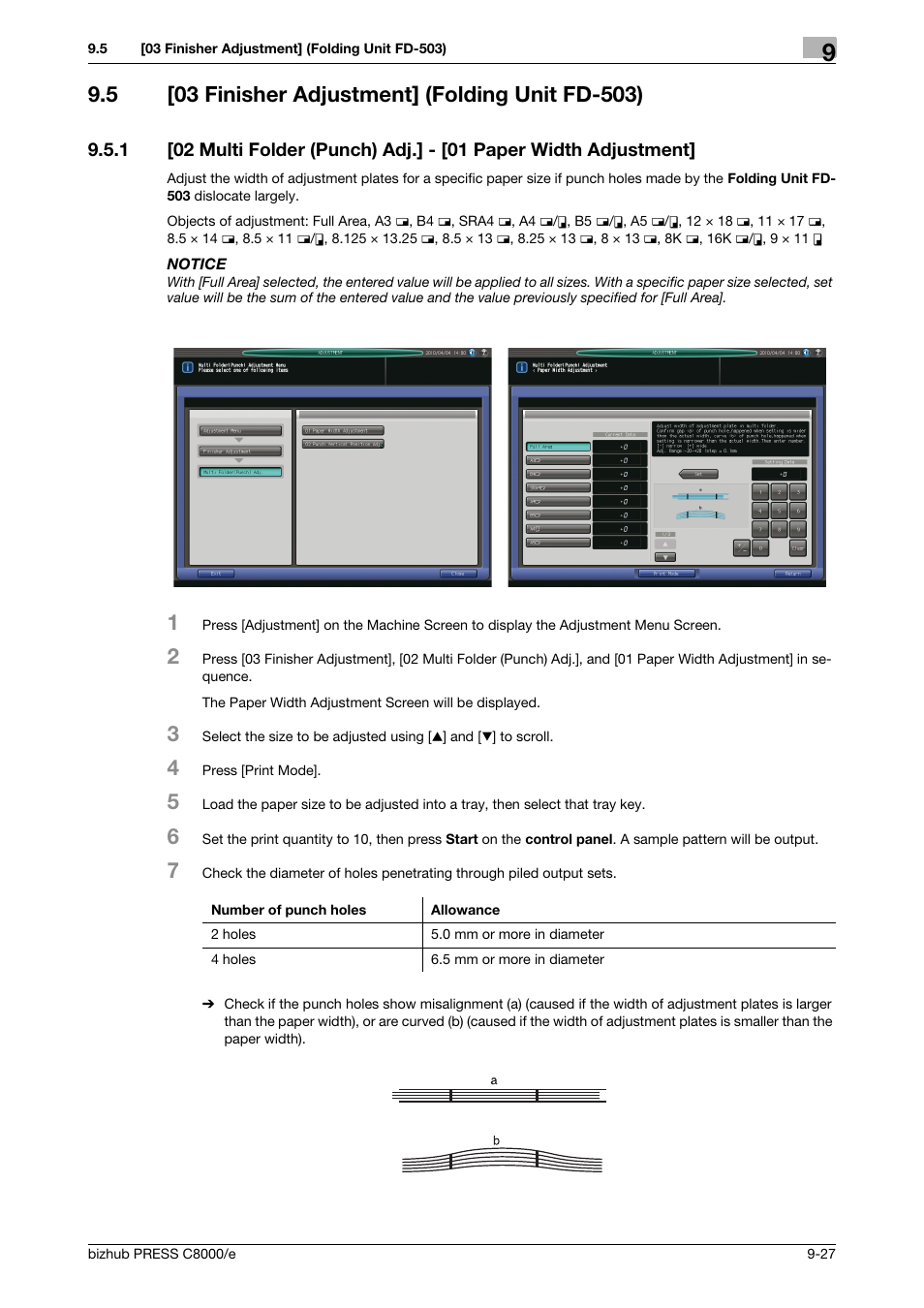 5 [03 finisher adjustment] (folding unit fd-503), 03 finisher adjustment] (folding unit fd-503) -27 | Konica Minolta bizhub PRESS C8000e User Manual | Page 345 / 706