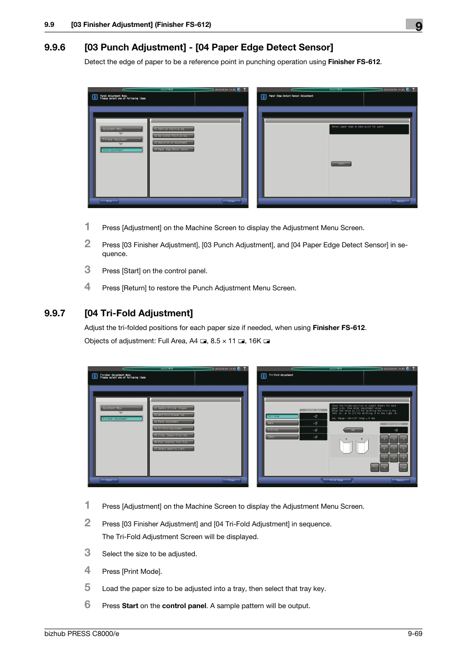 7 [04 tri-fold adjustment, 04 tri-fold adjustment] -69 | Konica Minolta bizhub PRESS C8000e User Manual | Page 387 / 706