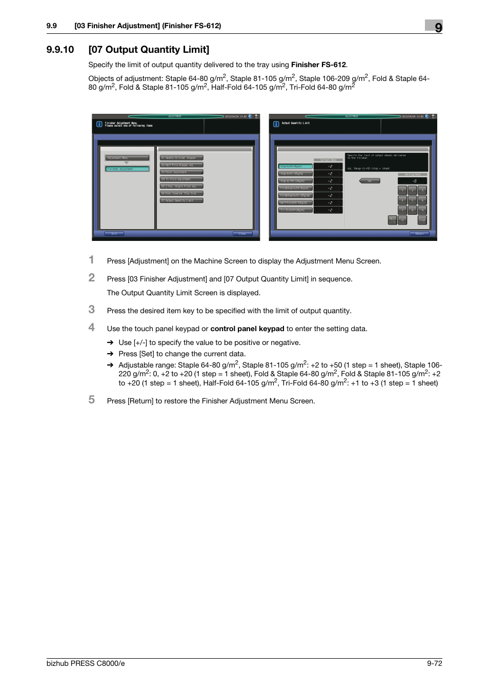 10 [07 output quantity limit, 07 output quantity limit] -72 | Konica Minolta bizhub PRESS C8000e User Manual | Page 390 / 706