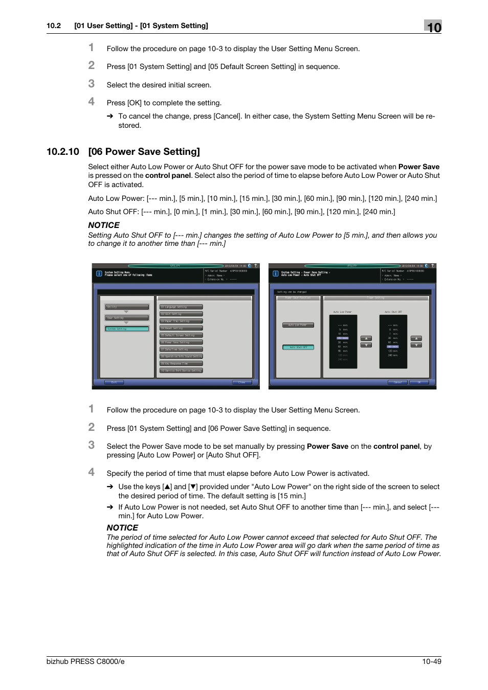 10 [06 power save setting, 06 power save setting] -49 | Konica Minolta bizhub PRESS C8000e User Manual | Page 463 / 706