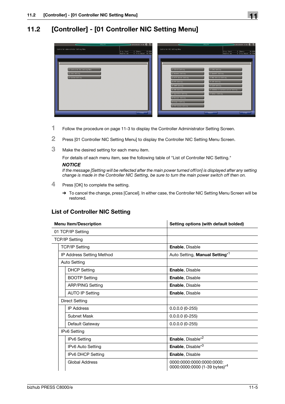2 [controller] - [01 controller nic setting menu, List of controller nic setting, Controller] - [01 controller nic setting menu] -5 | Konica Minolta bizhub PRESS C8000e User Manual | Page 551 / 706