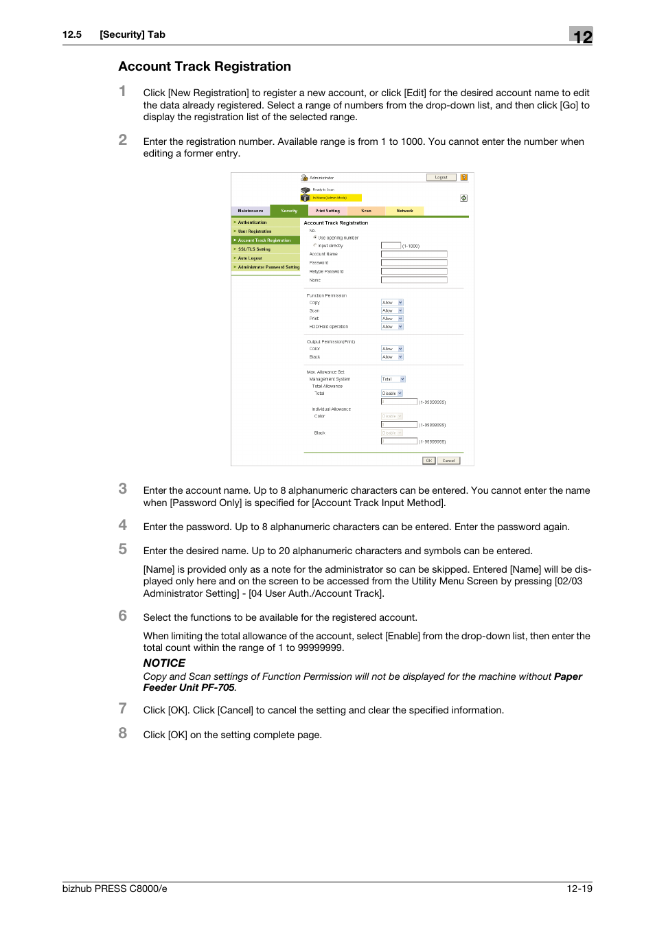 Account track registration | Konica Minolta bizhub PRESS C8000e User Manual | Page 593 / 706