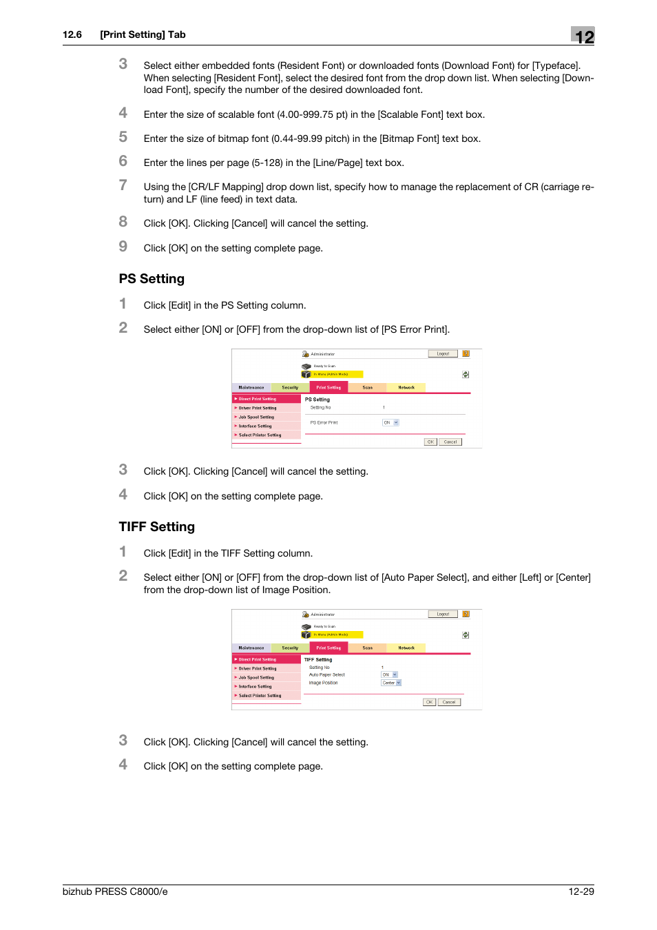 Ps setting, Tiff setting | Konica Minolta bizhub PRESS C8000e User Manual | Page 603 / 706