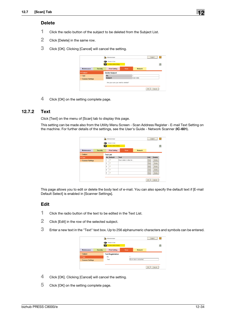 Delete, 2 text, Edit | Text -34 | Konica Minolta bizhub PRESS C8000e User Manual | Page 608 / 706