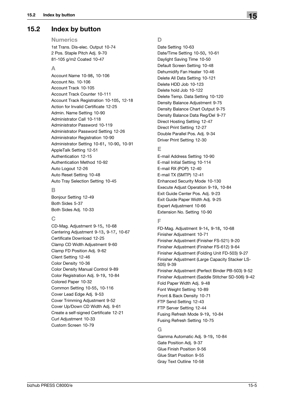 2 index by button, Index by button -5 | Konica Minolta bizhub PRESS C8000e User Manual | Page 703 / 706