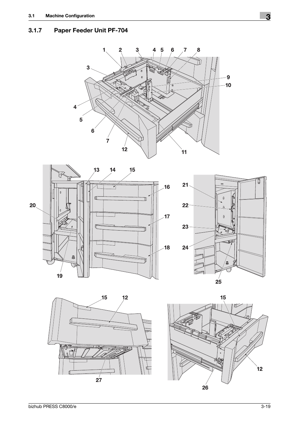 7 paper feeder unit pf-704, Paper feeder unit pf-704 -19 | Konica Minolta bizhub PRESS C8000e User Manual | Page 83 / 706