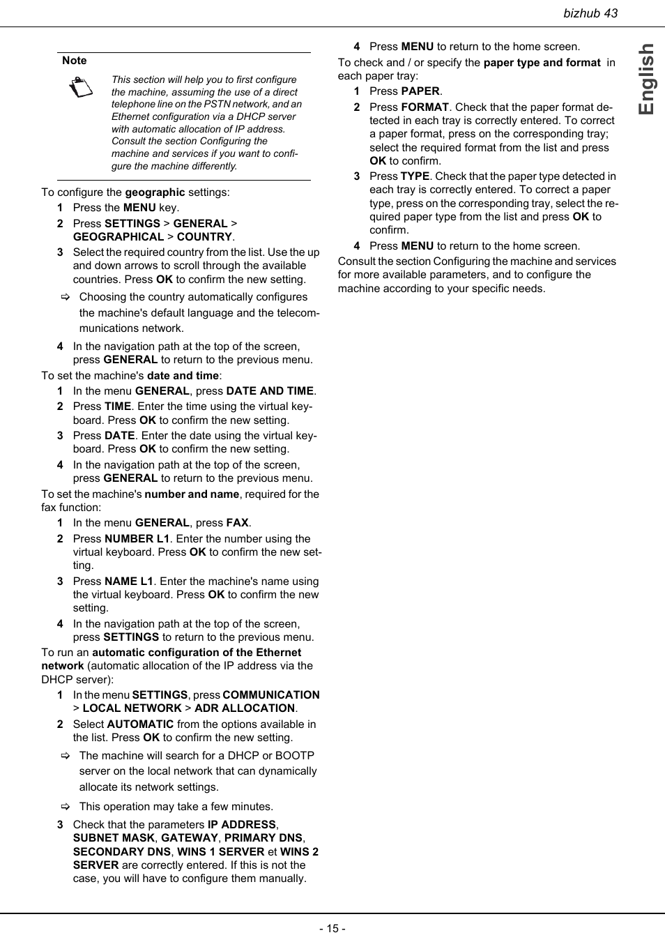 English | Konica Minolta bizhub 43 User Manual | Page 17 / 258