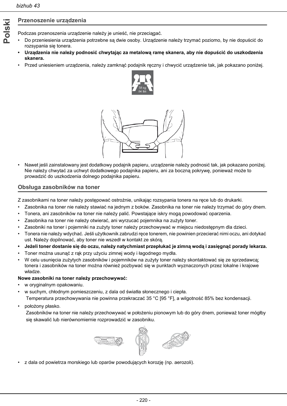 Polski | Konica Minolta bizhub 43 User Manual | Page 222 / 258