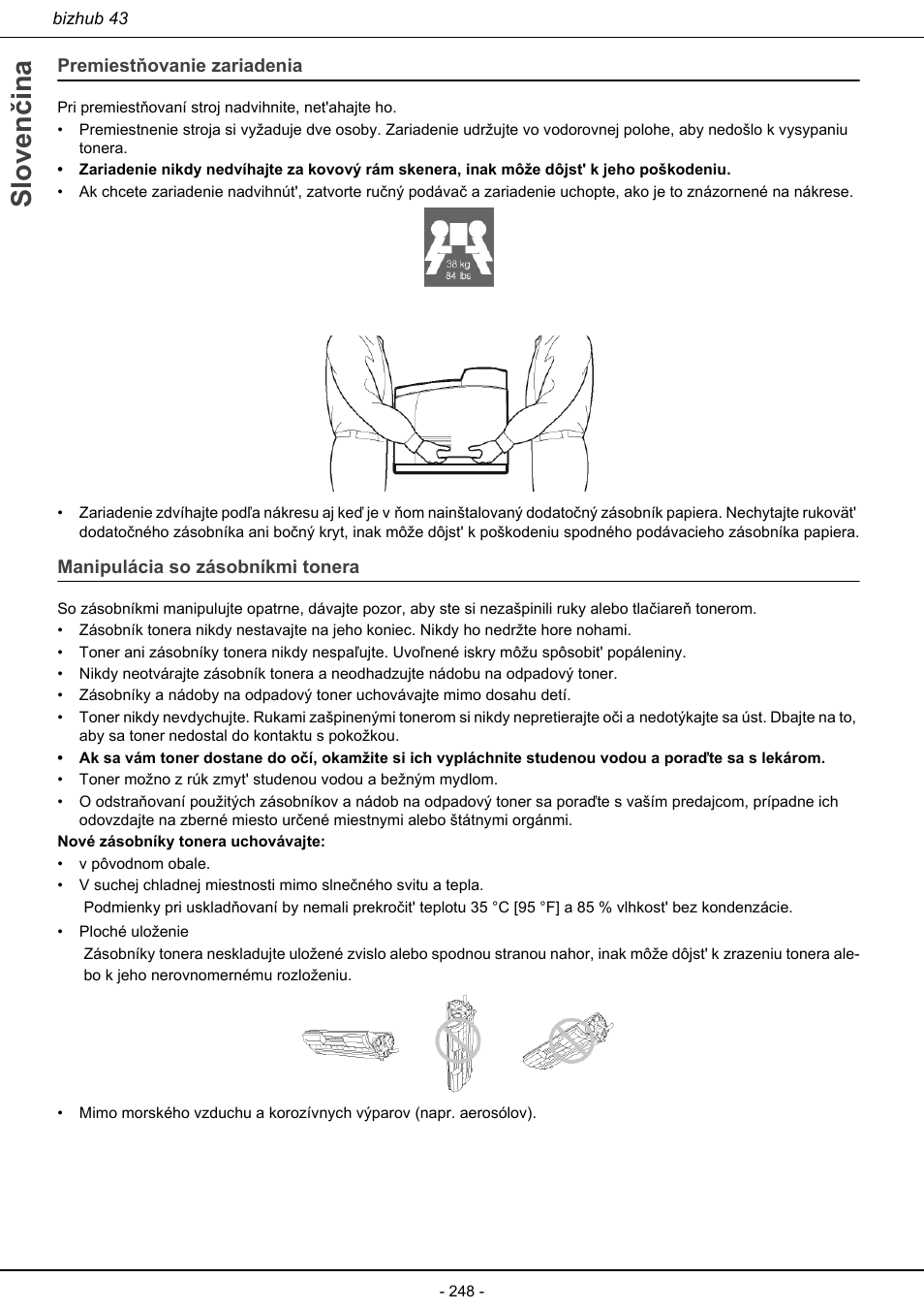 Sloven čina | Konica Minolta bizhub 43 User Manual | Page 250 / 258