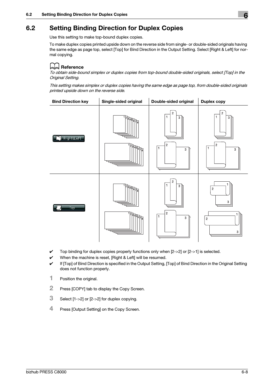 2 setting binding direction for duplex copies, Setting binding direction for duplex copies -8 | Konica Minolta bizhub PRESS C8000e User Manual | Page 172 / 418