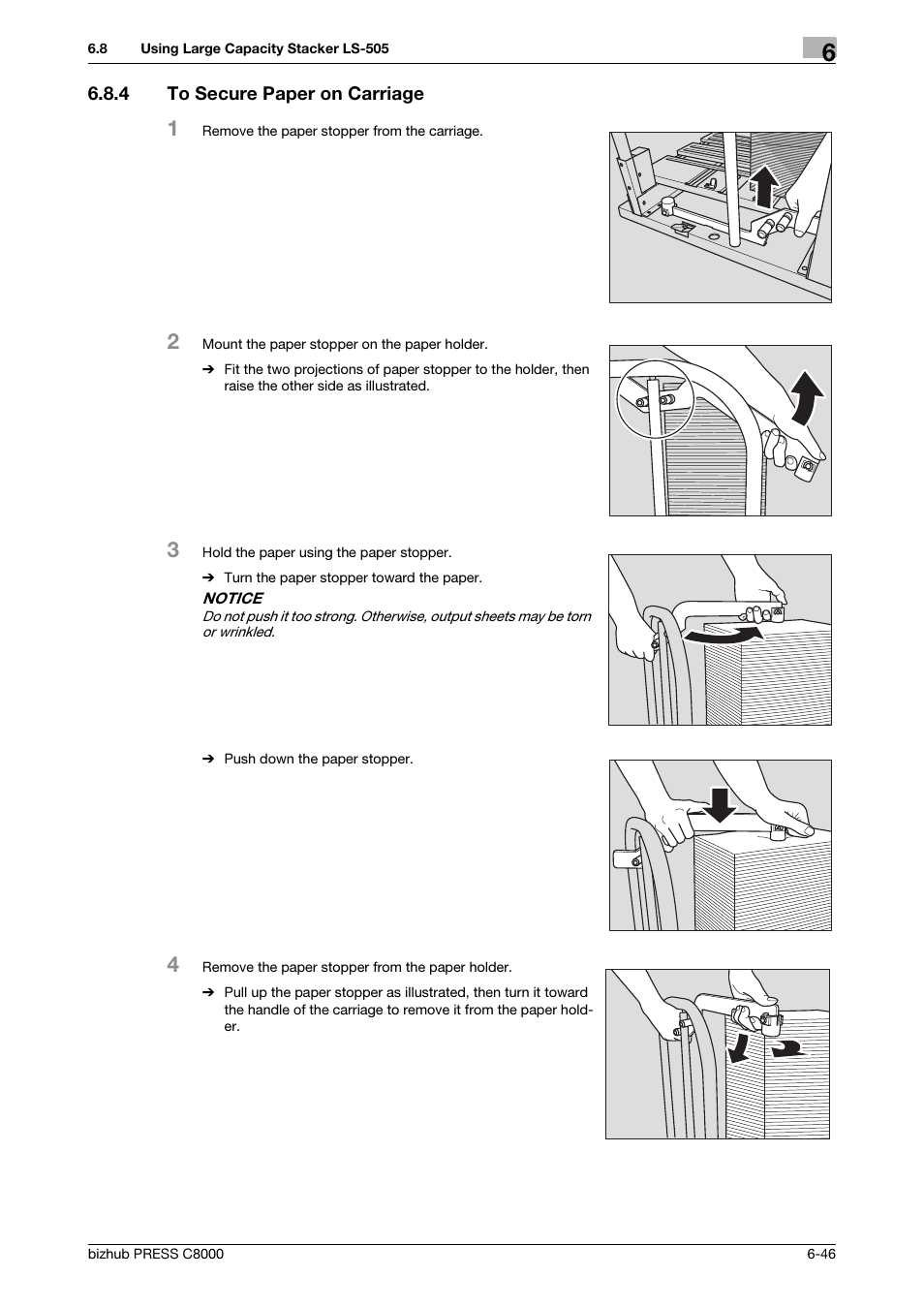 4 to secure paper on carriage, To secure paper on carriage -46 | Konica Minolta bizhub PRESS C8000e User Manual | Page 210 / 418