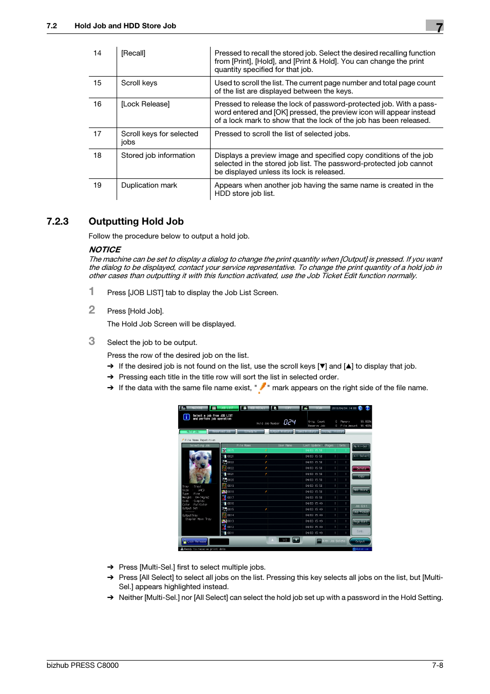 3 outputting hold job, Outputting hold job -8 | Konica Minolta bizhub PRESS C8000e User Manual | Page 240 / 418