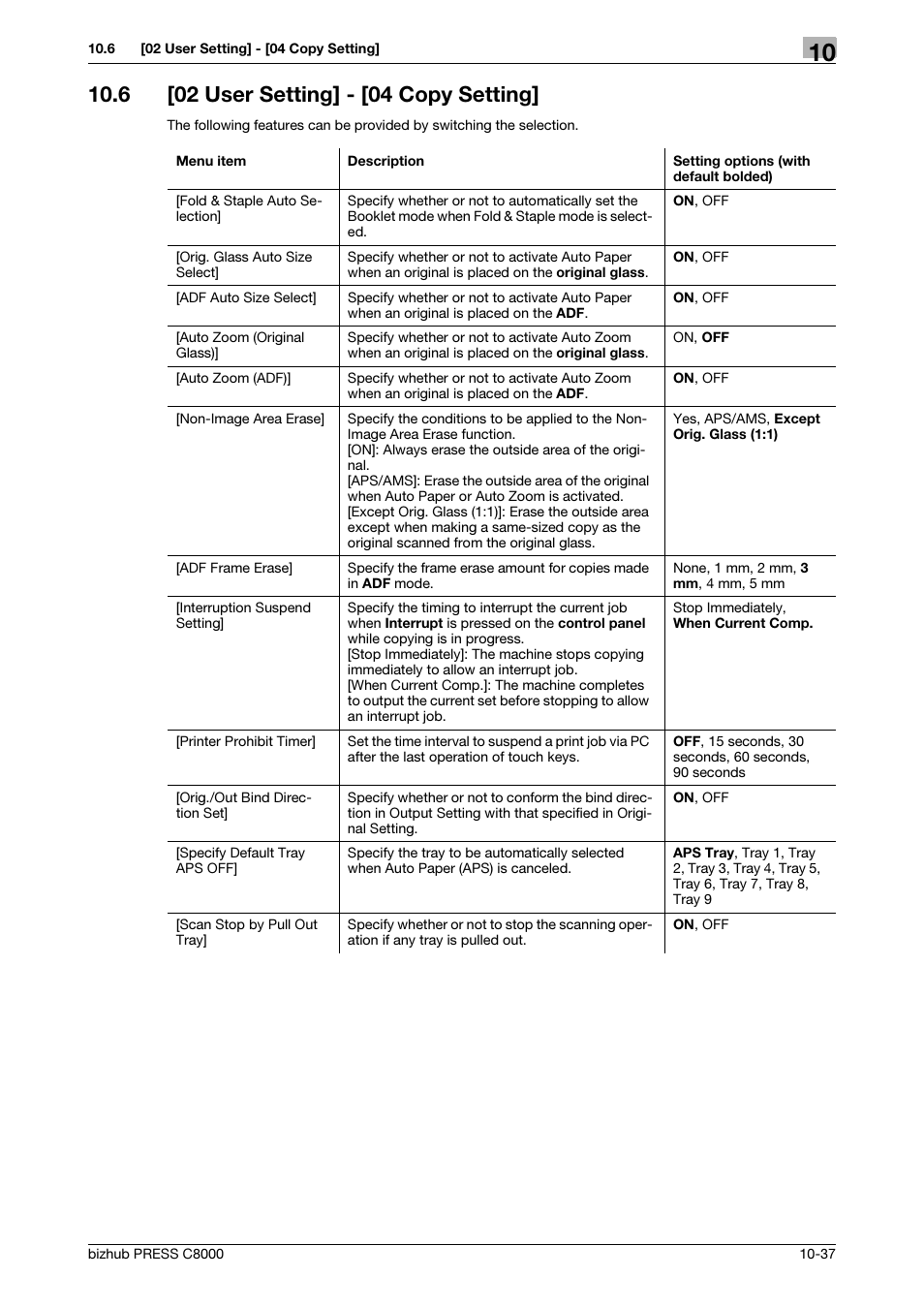 6 [02 user setting] - [04 copy setting, 02 user setting] - [04 copy setting] -37 | Konica Minolta bizhub PRESS C8000e User Manual | Page 345 / 418