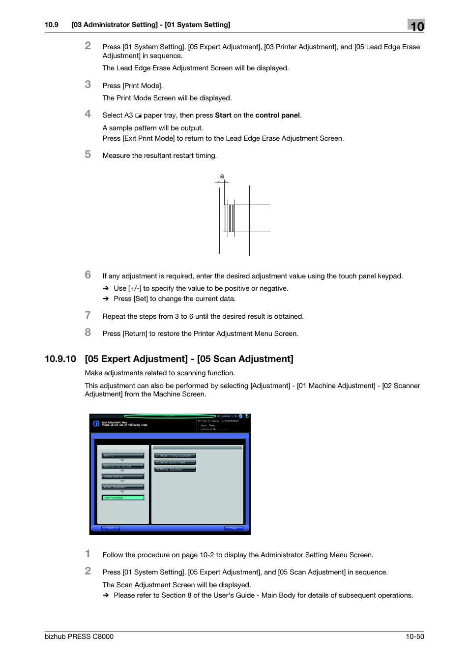 10 [05 expert adjustment] - [05 scan adjustment, 05 expert adjustment] - [05 scan adjustment] -50 | Konica Minolta bizhub PRESS C8000e User Manual | Page 358 / 418