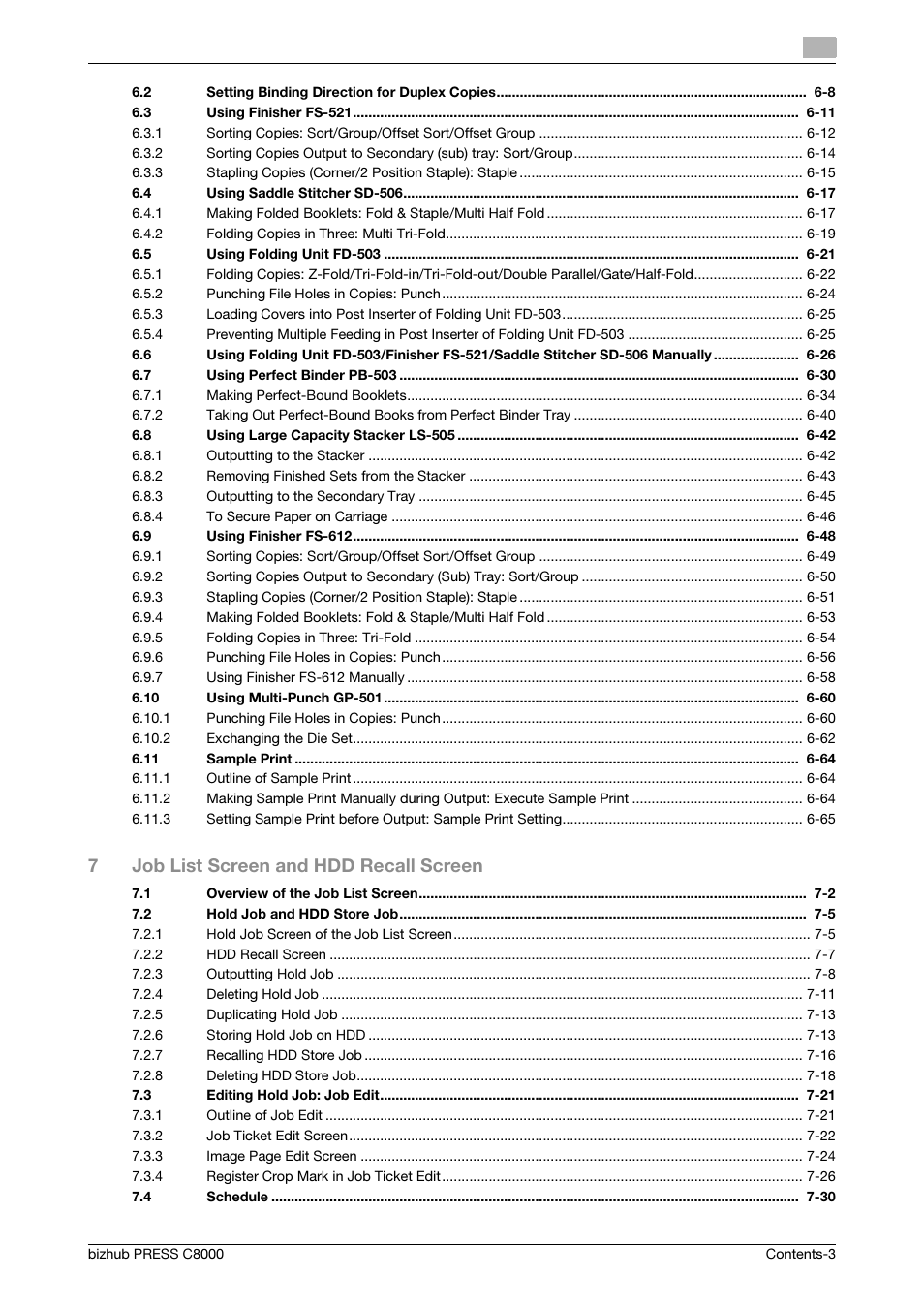 7job list screen and hdd recall screen | Konica Minolta bizhub PRESS C8000e User Manual | Page 4 / 418