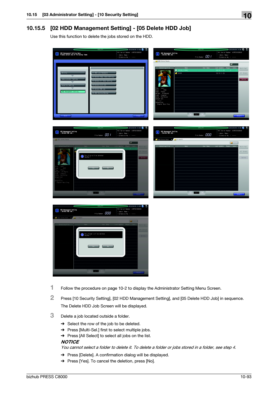 5 [02 hdd management setting] - [05 delete hdd job | Konica Minolta bizhub PRESS C8000e User Manual | Page 401 / 418