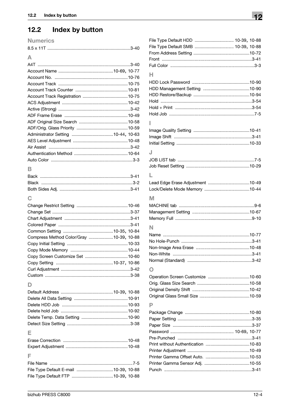 2 index by button, Index by button -4 | Konica Minolta bizhub PRESS C8000e User Manual | Page 416 / 418