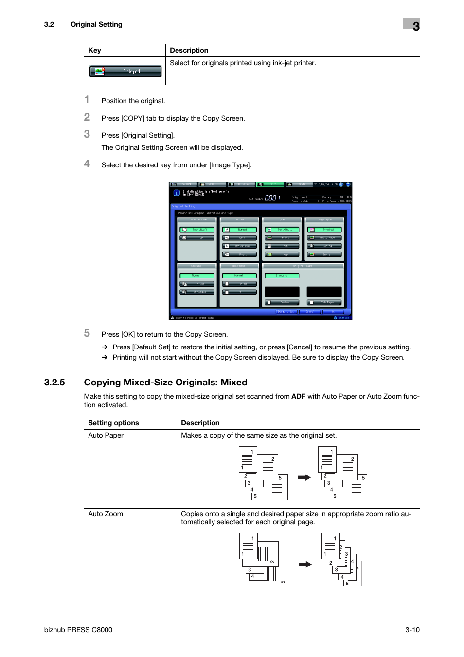 5 copying mixed-size originals: mixed, Copying mixed-size originals: mixed -10 | Konica Minolta bizhub PRESS C8000e User Manual | Page 48 / 418