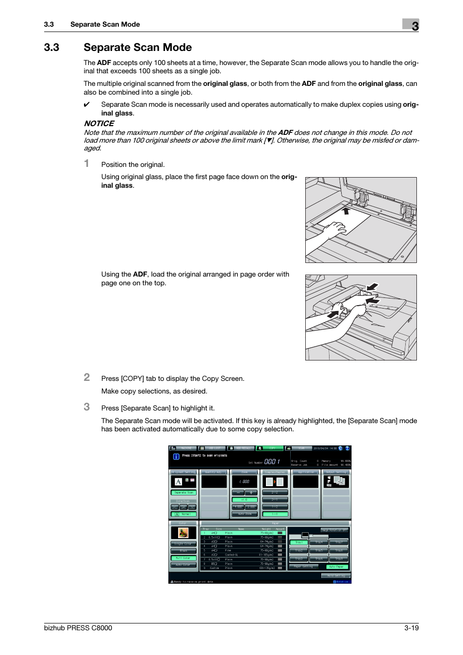 3 separate scan mode, Separate scan mode -19 | Konica Minolta bizhub PRESS C8000e User Manual | Page 57 / 418