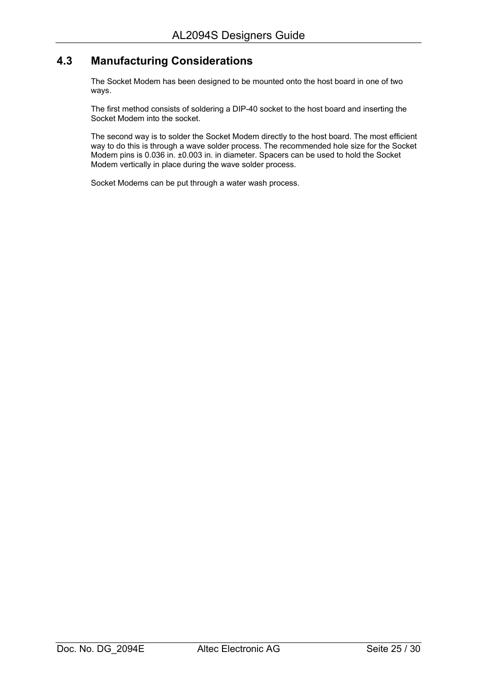 Altec Analog Socket Modem AL2094S User Manual | Page 25 / 30