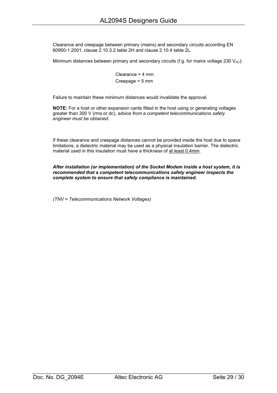 Al2094s designers guide | Altec Analog Socket Modem AL2094S User Manual | Page 29 / 30