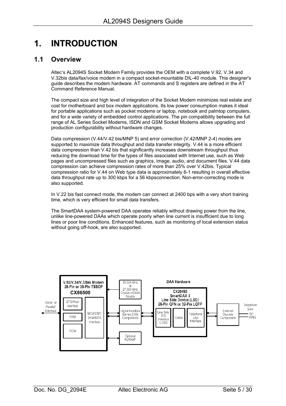 Altec Analog Socket Modem AL2094S User Manual | Page 5 / 30