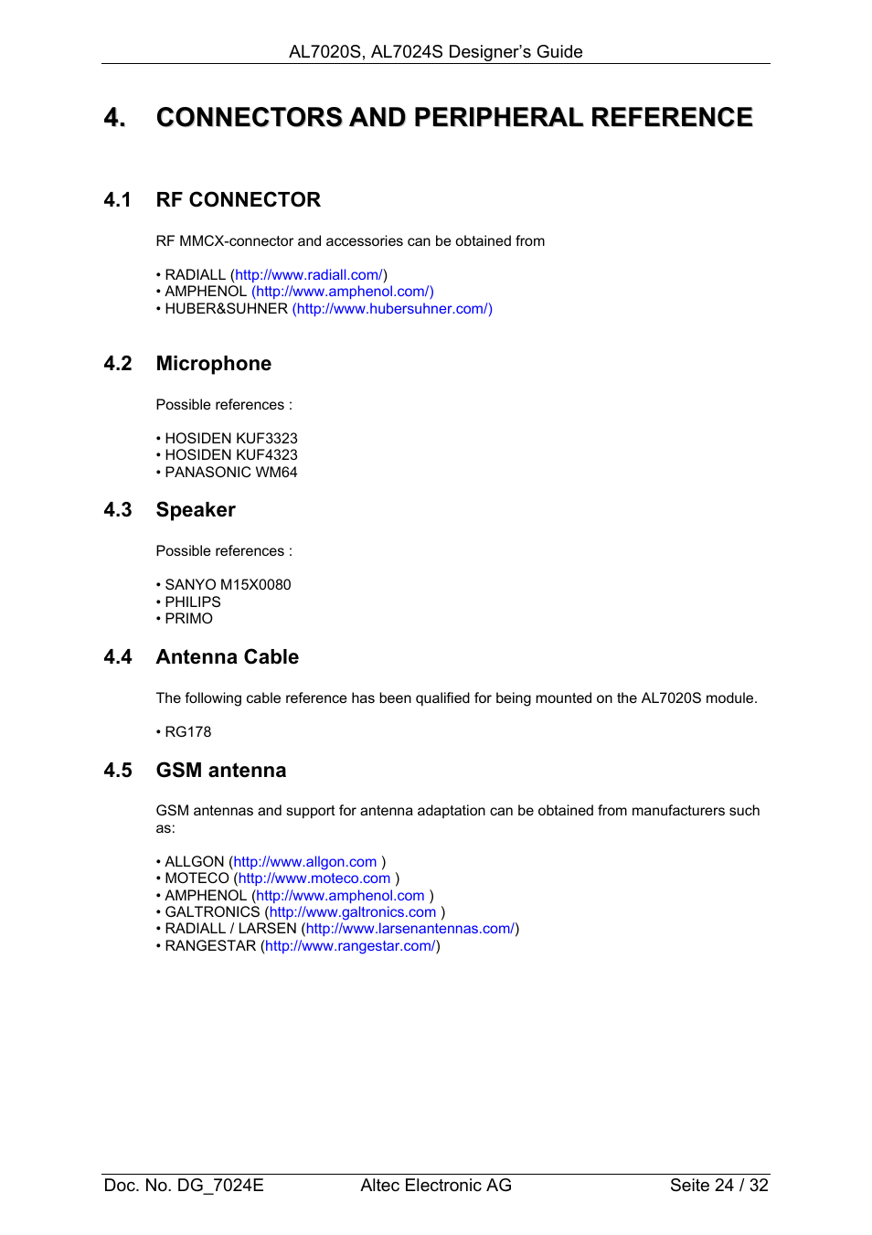 Altec GSM SOCKET AL7020S User Manual | Page 24 / 32