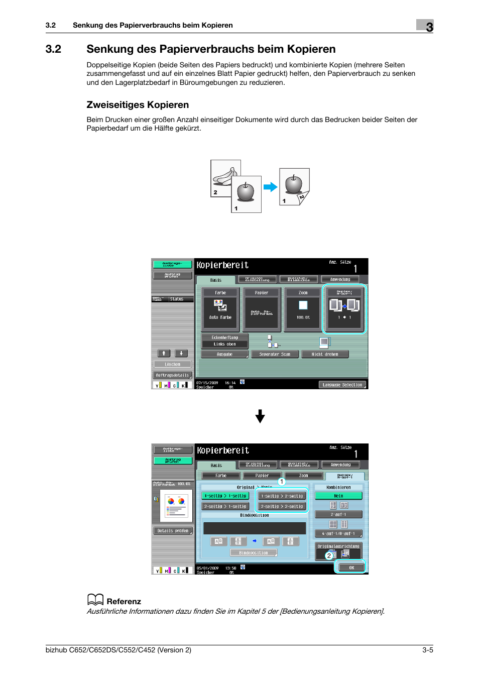 2 senkung des papierverbrauchs beim kopieren, Zweiseitiges kopieren | Konica Minolta BIZHUB C652DS User Manual | Page 159 / 338