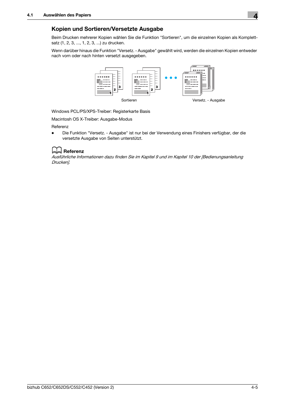 Kopien und sortieren/versetzte ausgabe, Kopien und sortieren/versetzte ausgabe -5 | Konica Minolta BIZHUB C652DS User Manual | Page 199 / 338