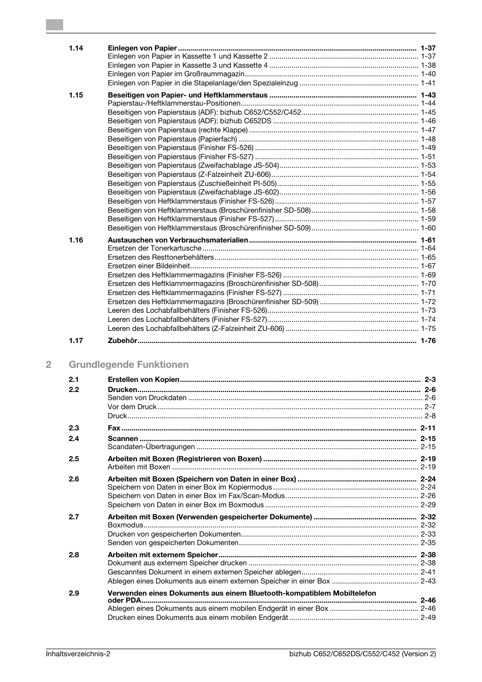 2grundlegende funktionen | Konica Minolta BIZHUB C652DS User Manual | Page 20 / 338