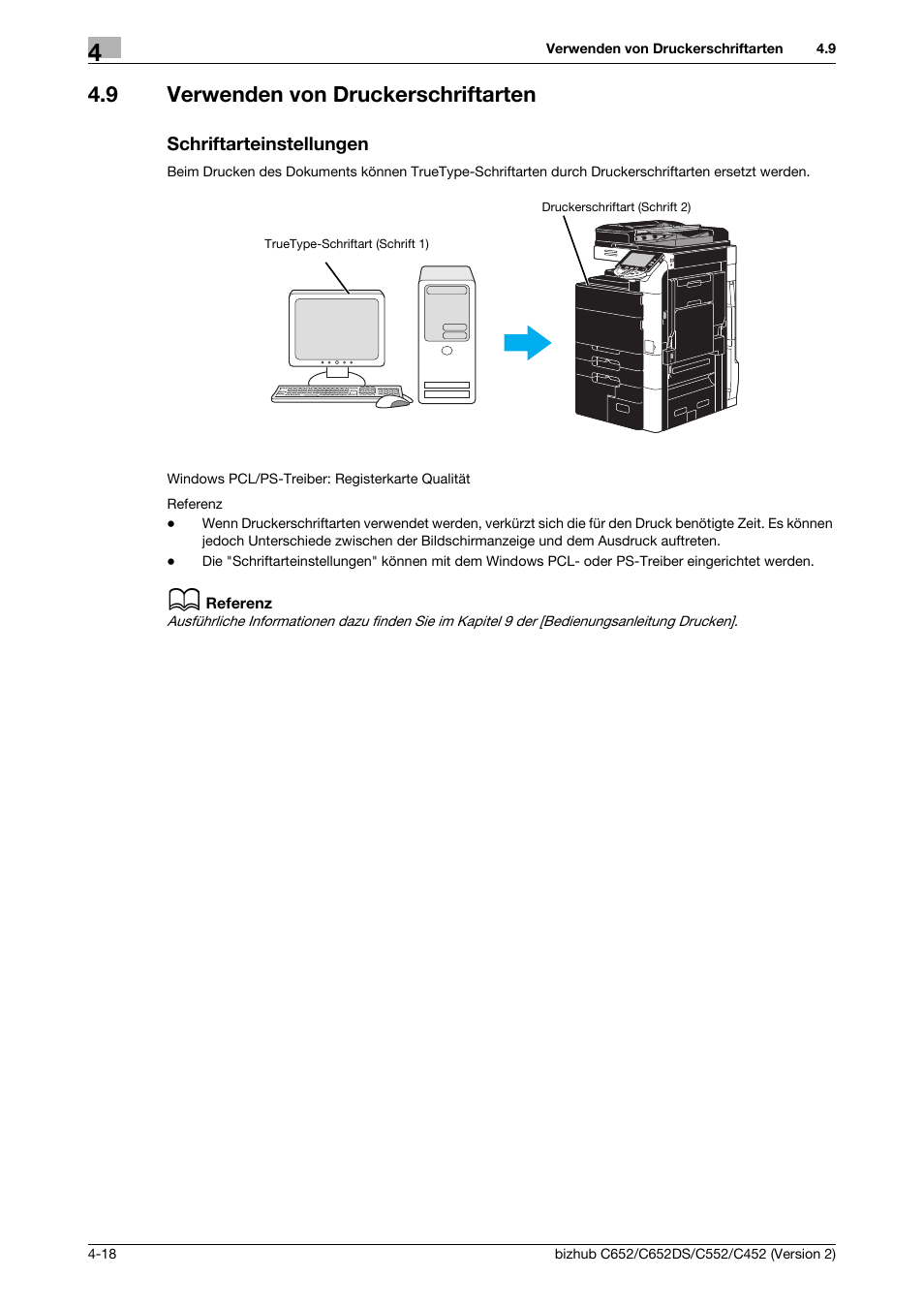 9 verwenden von druckerschriftarten, Schriftarteinstellungen | Konica Minolta BIZHUB C652DS User Manual | Page 212 / 338
