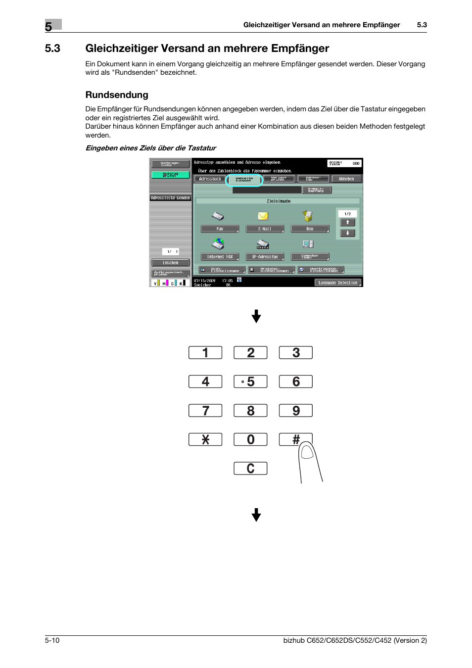 3 gleichzeitiger versand an mehrere empfänger, Rundsendung | Konica Minolta BIZHUB C652DS User Manual | Page 224 / 338