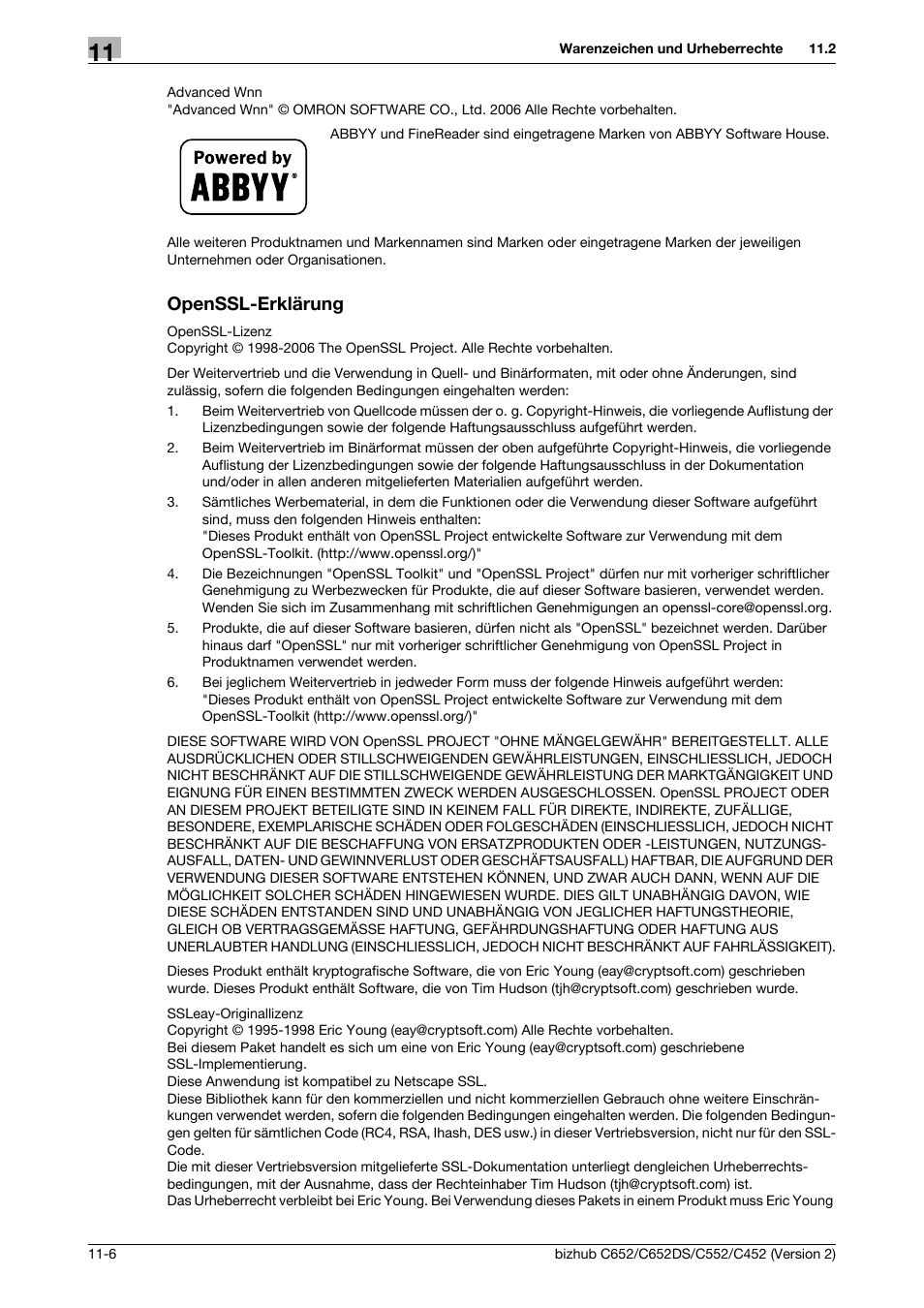 Openssl-erklärung, Openssl-erklärung -6 | Konica Minolta BIZHUB C652DS User Manual | Page 320 / 338