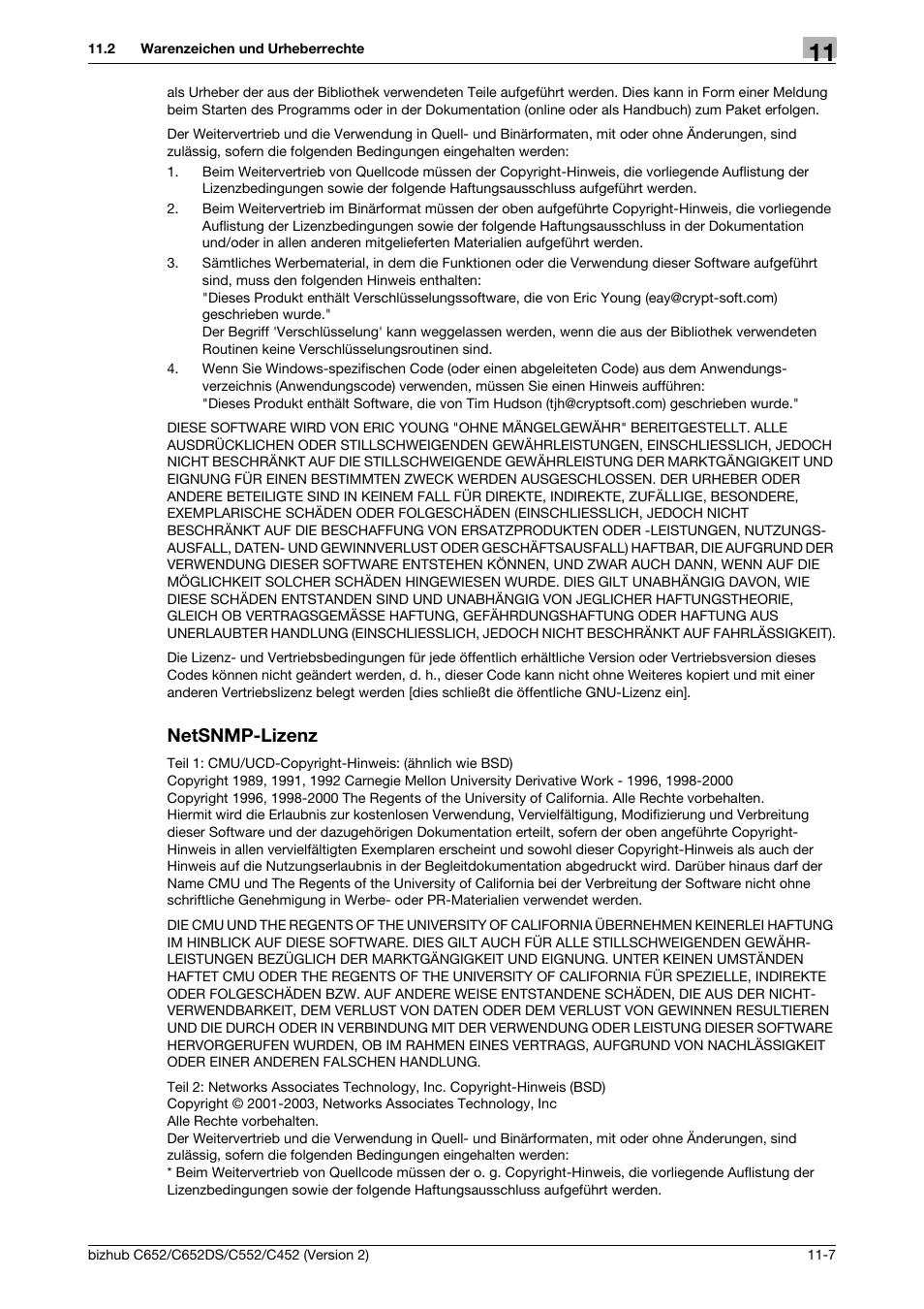 Netsnmp-lizenz, Netsnmp-lizenz -7 | Konica Minolta BIZHUB C652DS User Manual | Page 321 / 338