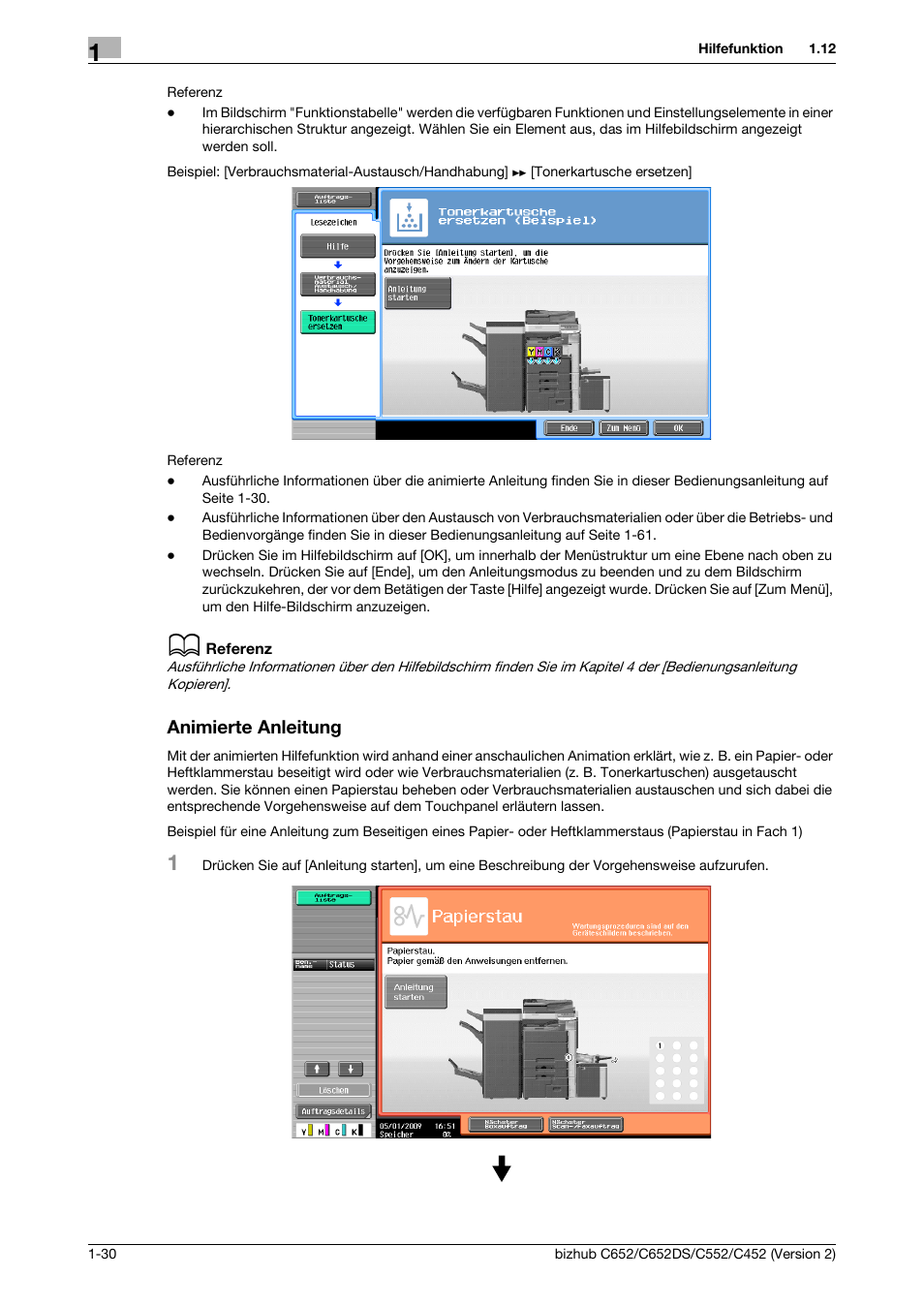 Animierte anleitung, Animierte anleitung -30 | Konica Minolta BIZHUB C652DS User Manual | Page 54 / 338