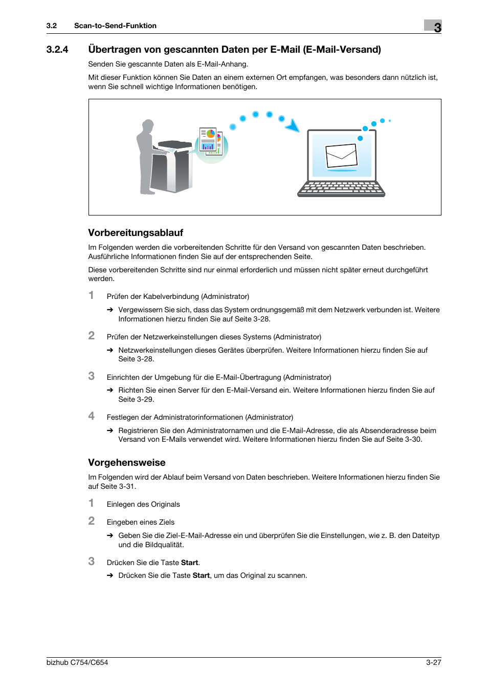 Vorbereitungsablauf, Vorgehensweise, Seite 3-27 | Konica Minolta bizhub C654 User Manual | Page 87 / 134