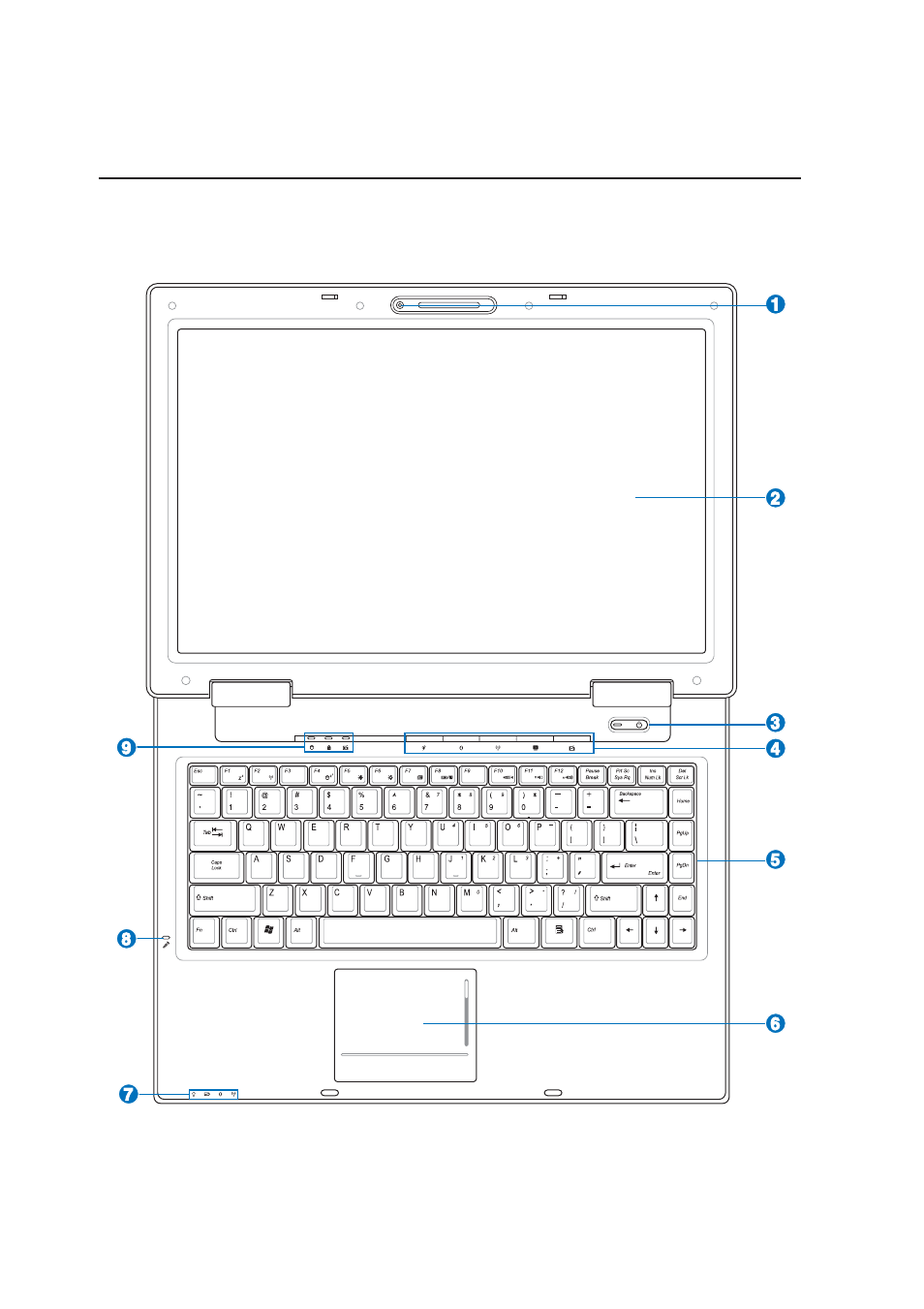 Top side | Asus E2521 User Manual | Page 12 / 71