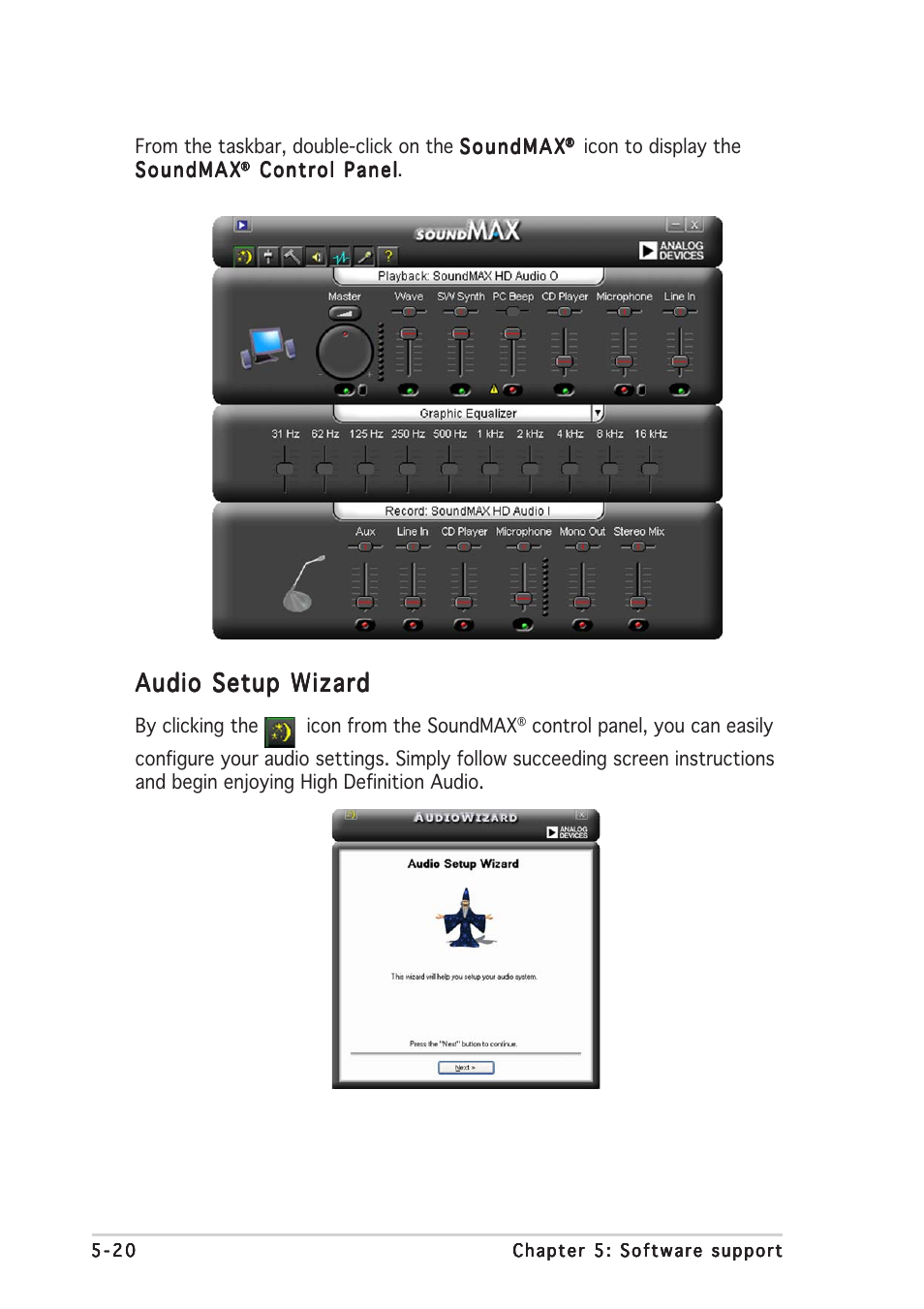 Audio setup wizard | Asus A8R-MVP User Manual | Page 122 / 150