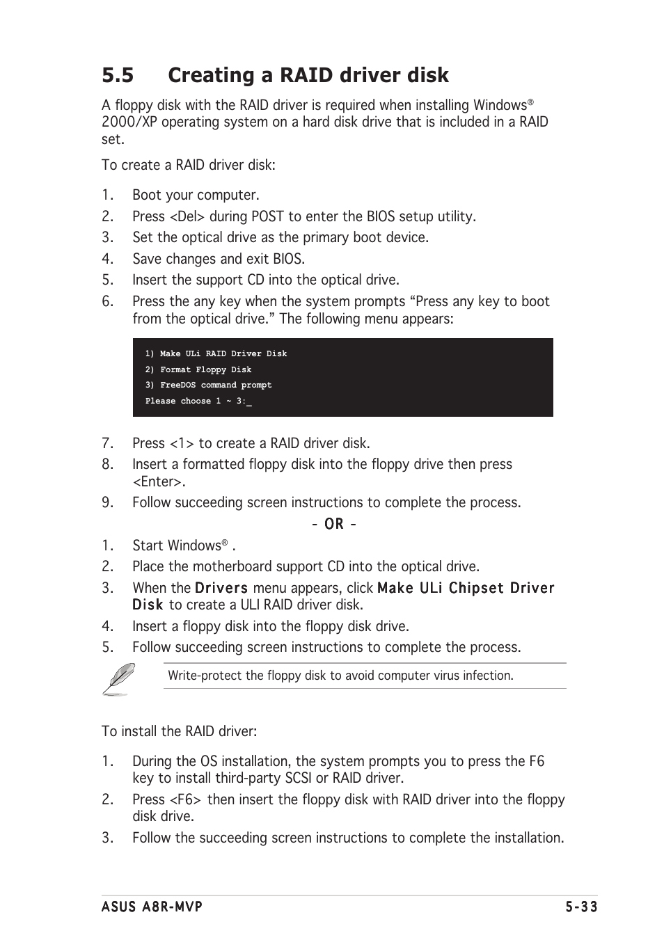 5 creating a raid driver disk | Asus A8R-MVP User Manual | Page 135 / 150