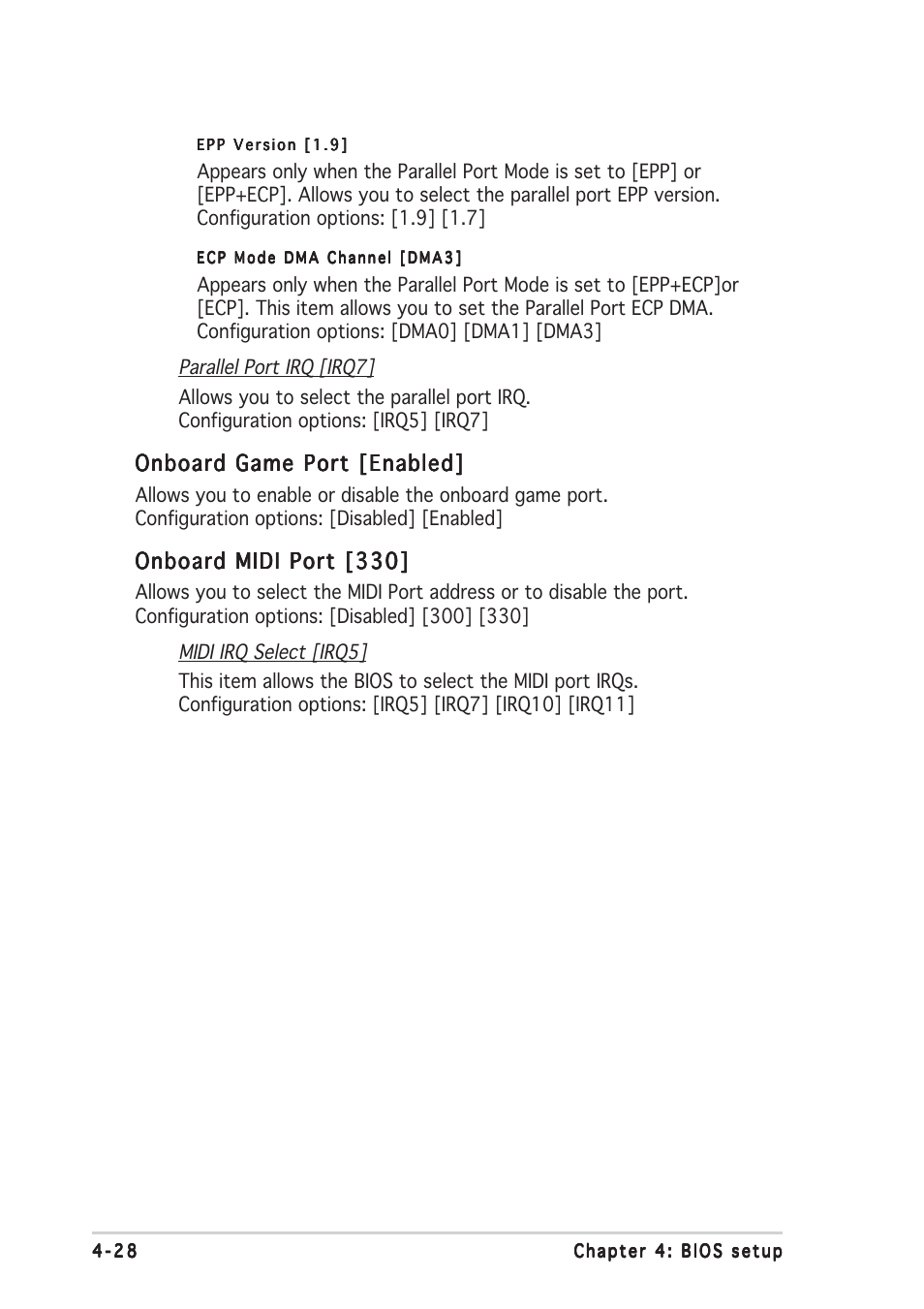 Onboard game port [enabled, Onboard midi port [330 | Asus A8R-MVP User Manual | Page 84 / 150