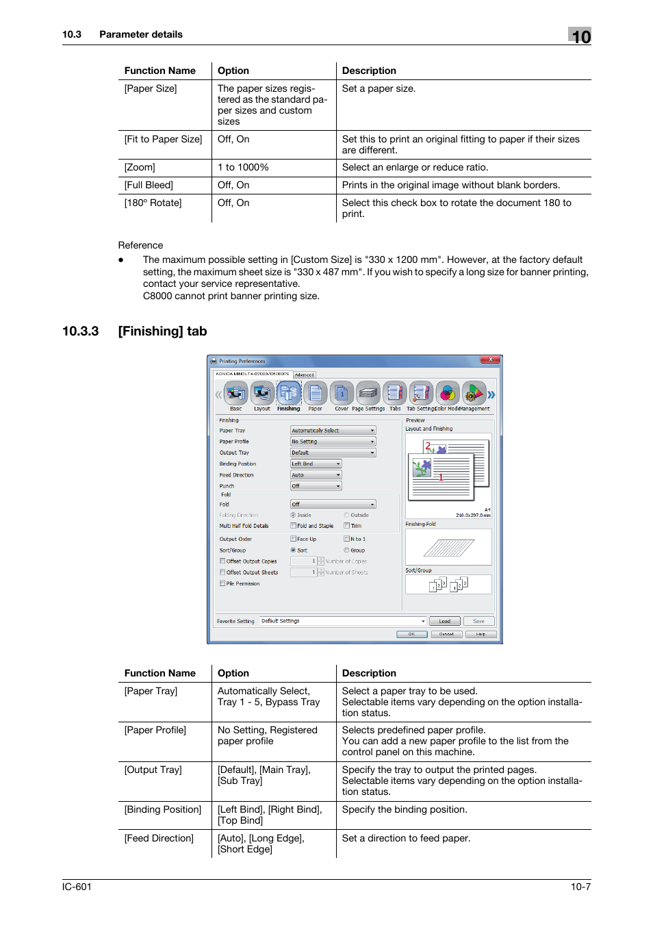 3 [finishing] tab, Finishing] tab -7, P. 10-7 | Konica Minolta bizhub PRESS C70hc User Manual | Page 108 / 249