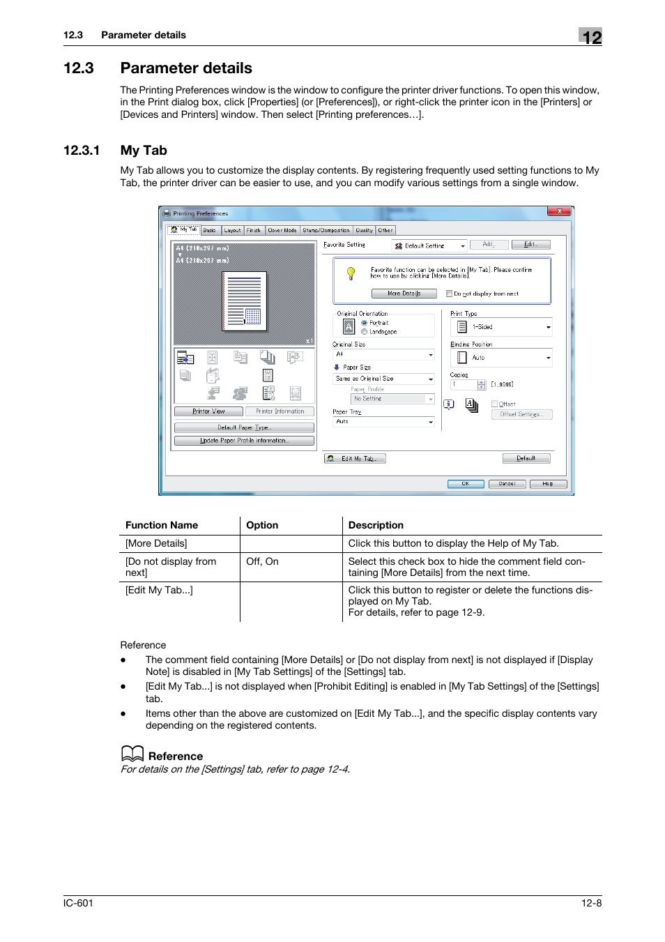3 parameter details, 1 my tab, Parameter details -8 | My tab -8 | Konica Minolta bizhub PRESS C70hc User Manual | Page 146 / 249