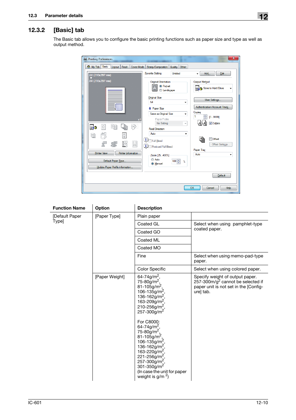 2 [basic] tab, Basic] tab -10, P. 12-10 | Konica Minolta bizhub PRESS C70hc User Manual | Page 148 / 249