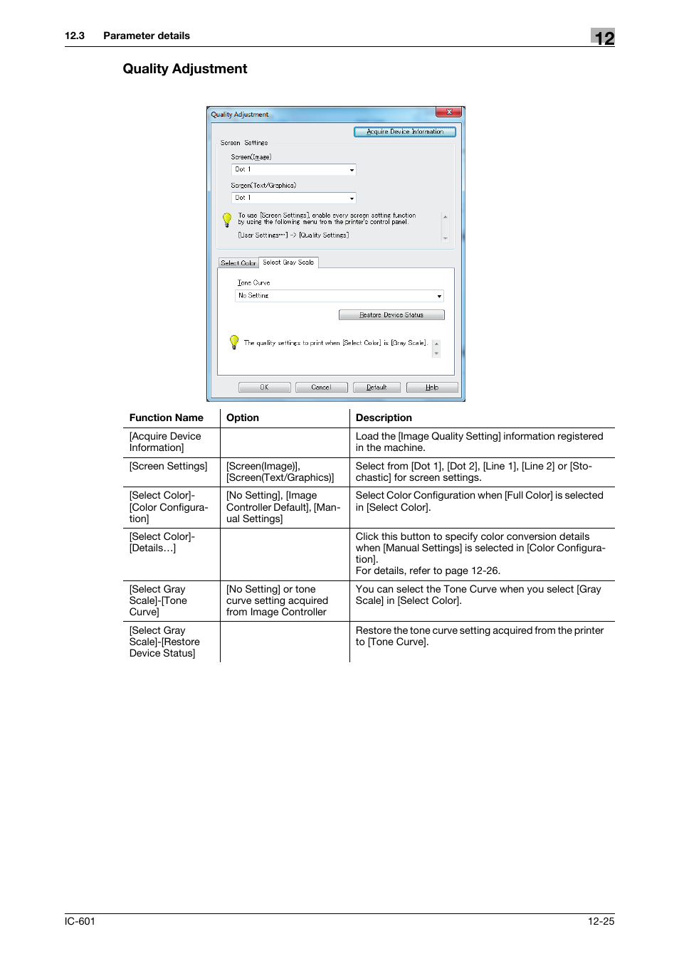 Quality adjustment | Konica Minolta bizhub PRESS C70hc User Manual | Page 163 / 249