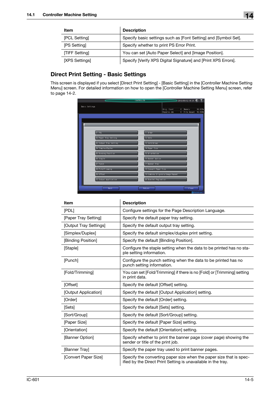 Direct print setting - basic settings | Konica Minolta bizhub PRESS C70hc User Manual | Page 183 / 249