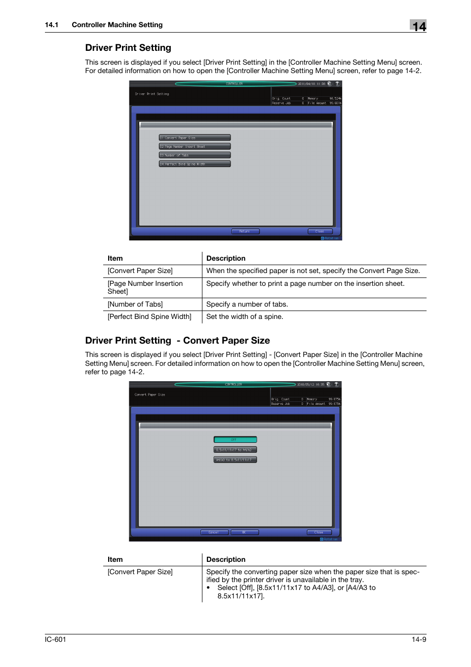 Driver print setting, Driver print setting - convert paper size | Konica Minolta bizhub PRESS C70hc User Manual | Page 187 / 249
