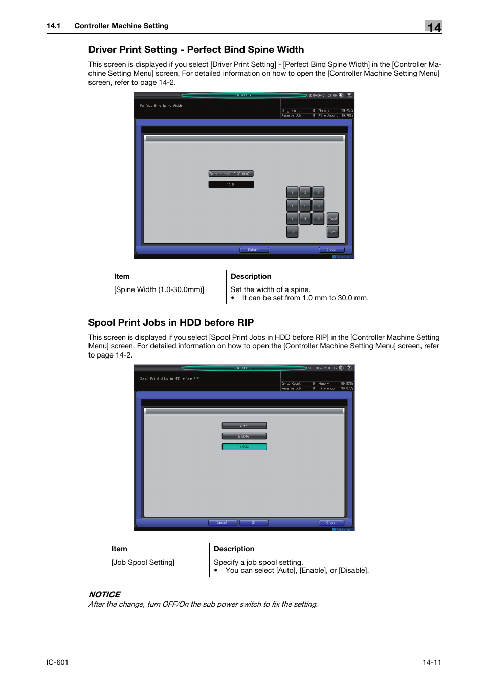 Driver print setting - perfect bind spine width, Spool print jobs in hdd before rip | Konica Minolta bizhub PRESS C70hc User Manual | Page 189 / 249