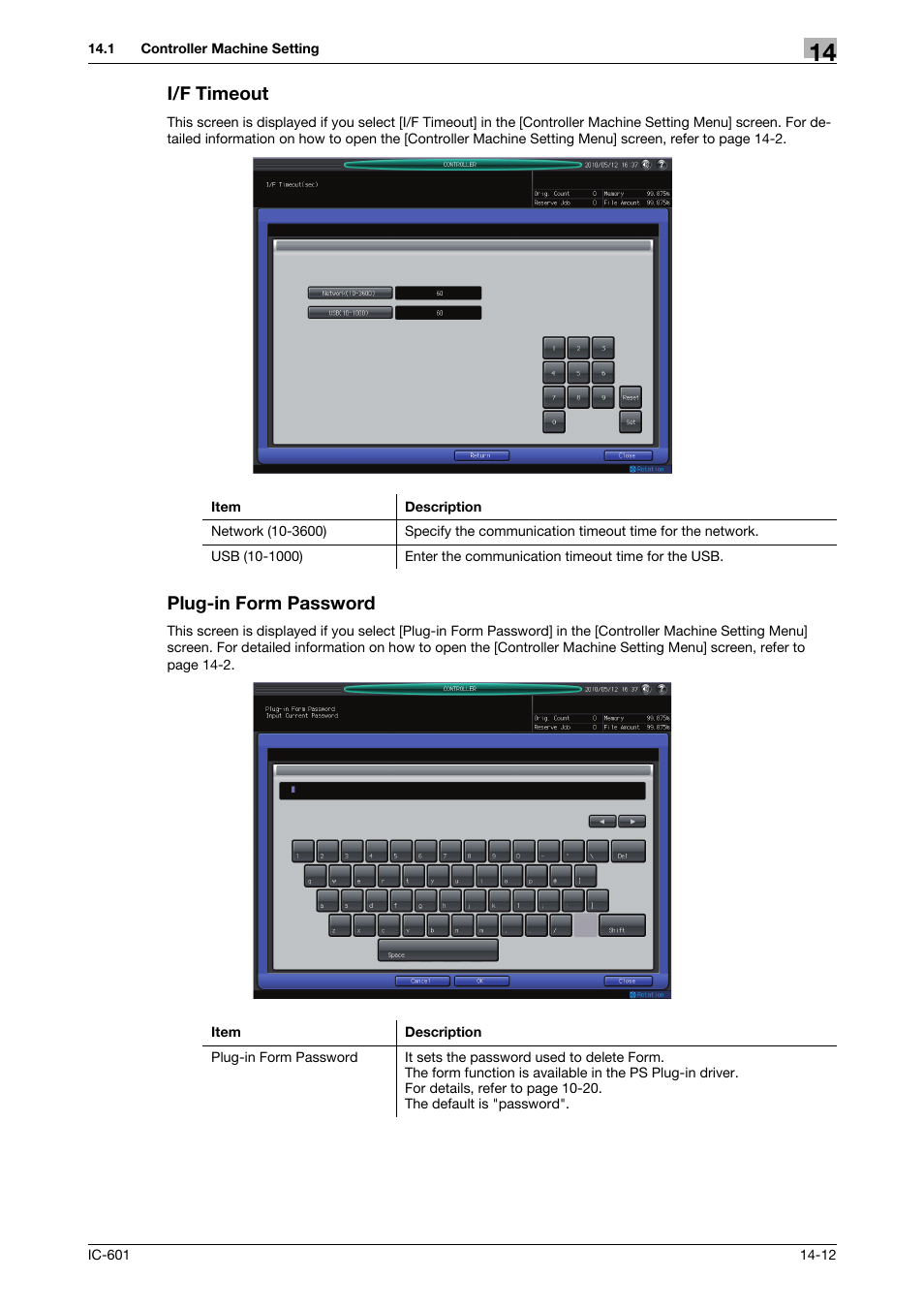 I/f timeout, Plug-in form password | Konica Minolta bizhub PRESS C70hc User Manual | Page 190 / 249